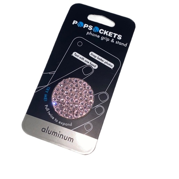 Luxe Crystal Light Rose Pink PopSocket Phone Holder Grip New - Picture 2 of 4